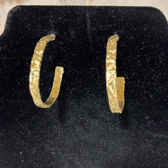 Gold Plated Hammered Look Hoops - Picture 6 of 6
